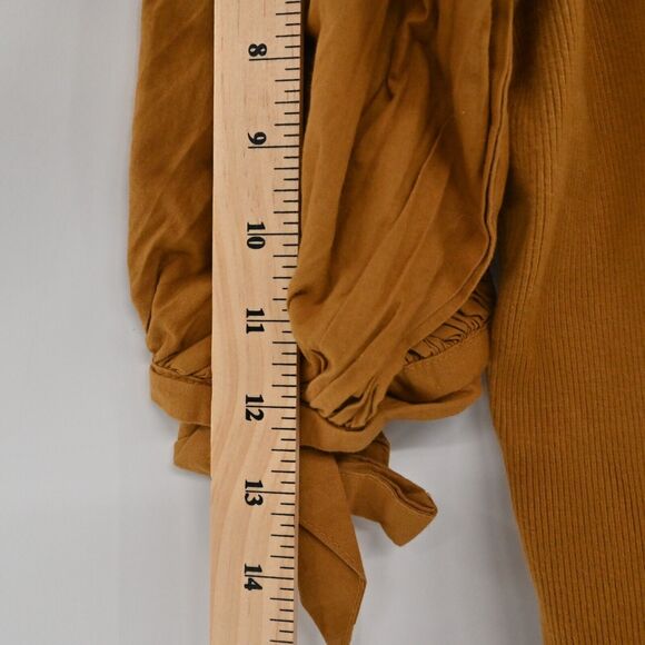 ANTHROPOLOGIE Top Womens Size XS Maeve Puff Sleeve Tie VNeck‎ Mustard Blouse - Picture 13 of 13
